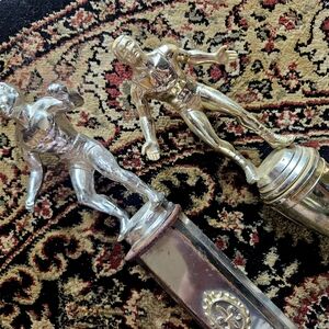 Vintage 1970s Silver And Gold Metal MEN'S WRESTLING Trophy Pair - set Of 2 Heavy